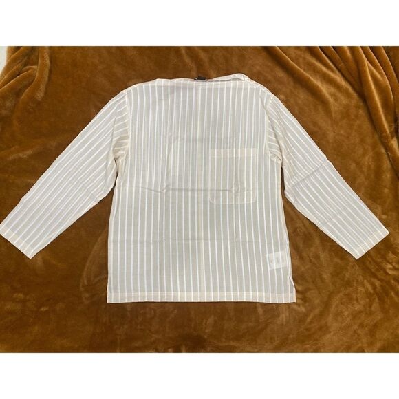 Theory Cotton Miniya Striped Long Sleeve Blouse - Picture 2 of 9